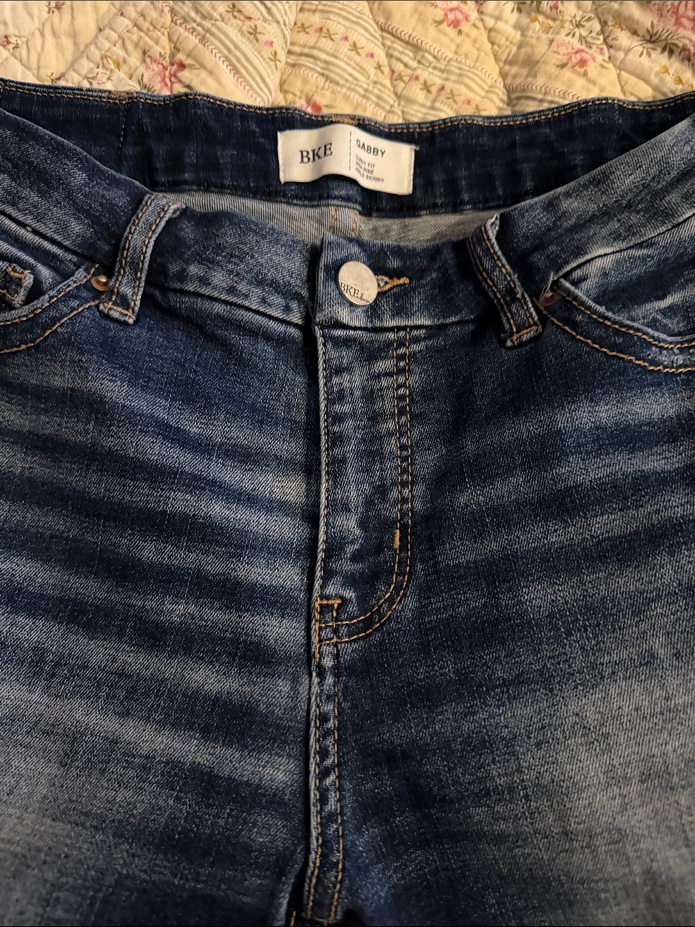 BKE Gabby Mid/Dark Blue High-Rise Jeans